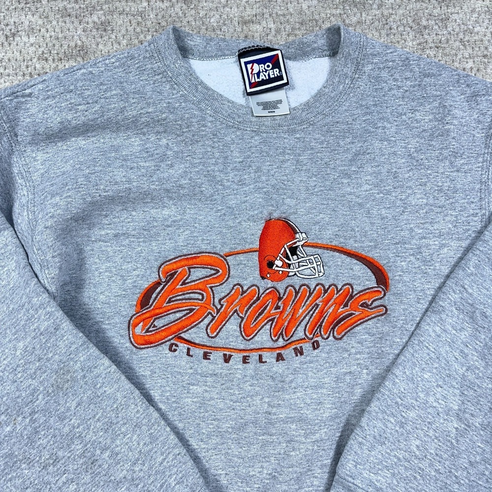 Vintage Cleveland Browns Sweatshirt Youth Medium Gray 90s Crewneck Embroidered * - Picture 2 of 11